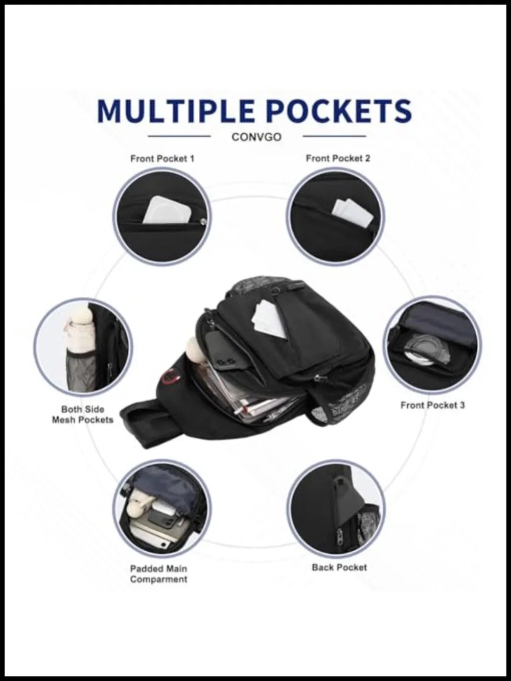 Convertible Sling Bag 3-in-1 Anti-Theft Crossbody Backpack Travel Daypack